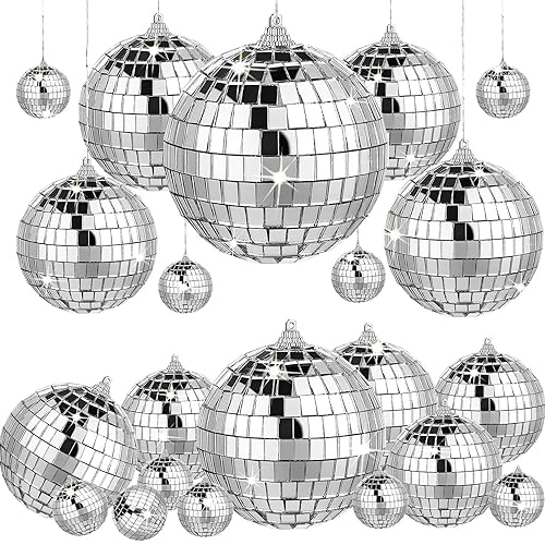 Pequeña bola de espejo, 12 unidades de mini bola de discoteca, bola colgante plateada, bola de discoteca plateada, bola de discoteca para fiesta, bola de espejo, bola de discoteca clásica, decoración