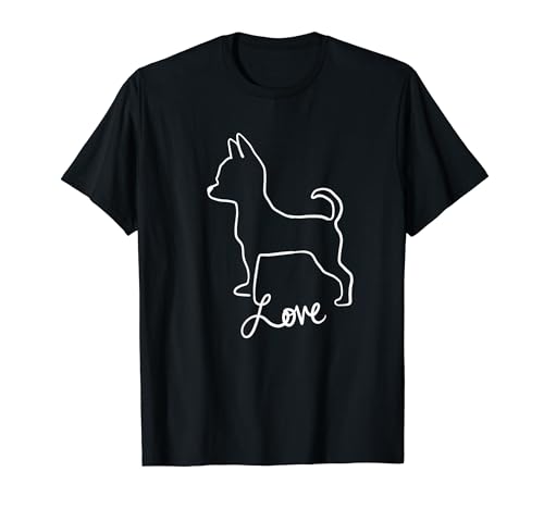 Perro de raza chihuahua Silueta de amor | Chihuahua mamá papá Camiseta