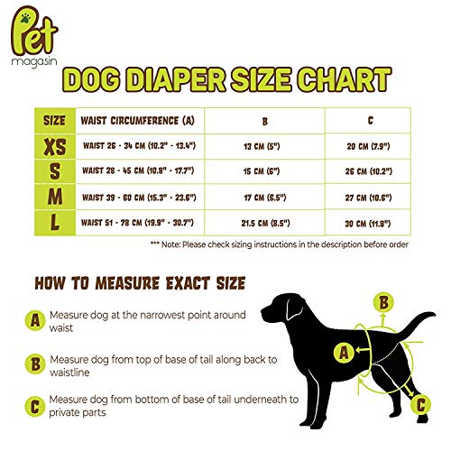 PET MAGASIN Pañales Reutilizables para Perros [Paquete de 3] Pañales Sanitarios para Mascotas, Altamente absorbentes, Lavables a máquina y ecológicos (Solid, S)