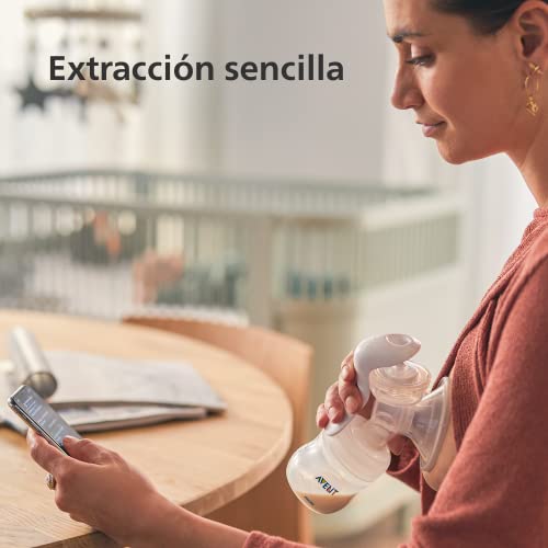 Philips Avent Extractor de leche manual: sacaleches sin BPA, extracción sencilla con una sola mano (modelo SCF430/01)
