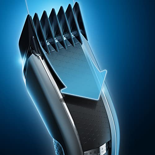 Philips Cortapelos con cuchillas de titanio, 3 Peines guía, 28 Ajustes de longitud, 90 min de uso sin cable, Incluye funda de viaje, Color Negro