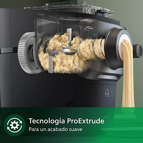 Philips Máquina Para Hacer Pasta 7000 Series - Tecnología ProExtrude, Pesaje Automático, Completamente Automático, 8 Discos Para Dar Forma, Negro (HR2665/93)