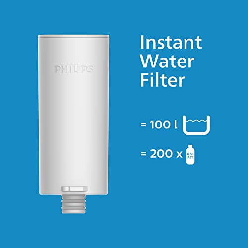 Philips Water AWP2980WH/31 Filtro de agua instantáneo (3 l, flujo rápido de 1 l/min, recargable mediante USB-C), Blanco