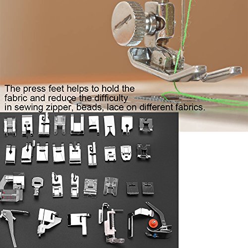 Piezas Prensatelas Accesorios, Piezas de la máquina de coser 32pcs presiona los accesorios y el caso del pie de presión Presser