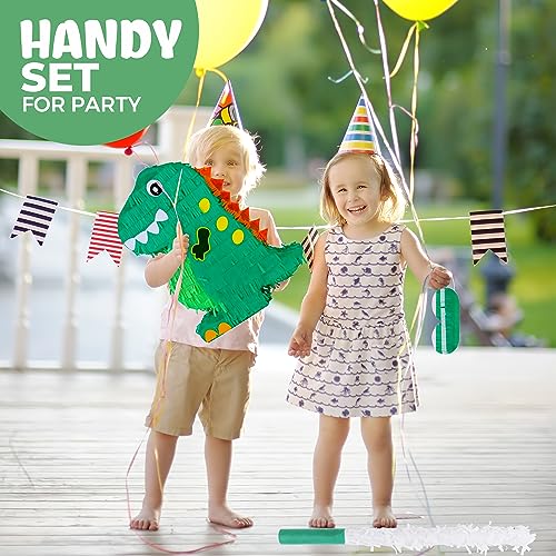 Piñata de dinosaurio con venda para los ojos y murciélago (43 x 32 x 10cm), perfecto para fiestas de cumpleaños, fiestas temáticas de animales, decoraciones