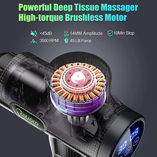 Pistola de masaje de tejido profundo para espalda, cuello y hombros, silenciosa de 30 velocidades con 10 cabezales de masaje