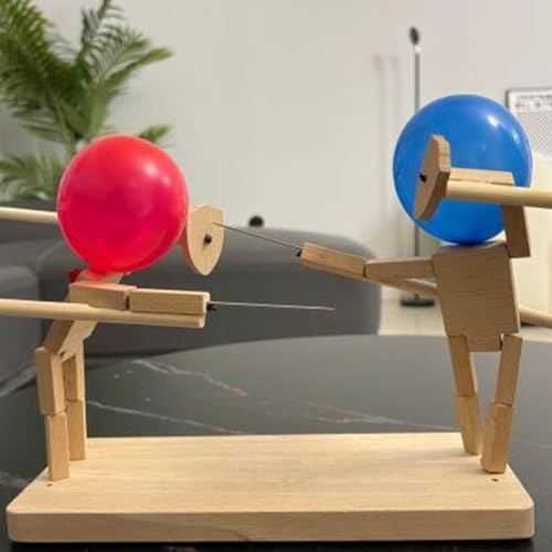 planning Balloon Bamboo Man Battle - 2024 Nuevas Marionetas De Esgrima De Madera Hechas A Mano, Juego De Batalla De Robot De Madera para 2 Jugadores Ejercicio Destreza Manual Juego De Mesa