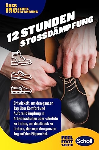 Plantillas de trabajo Scholl GelActiv para zapatos de trabajo en tallas 40-46,5, para pies muy estresados, 1 par de suelas de gel, negro/naranja/azul