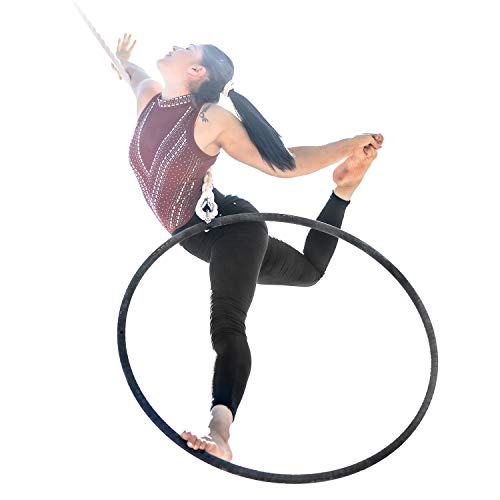 Play Juggling - Aro aéreo de Acero Inoxidable para disciplinas aéreas y acrobáticas - Diámetro de 85 a 110 cm - Fijación: Placa, Gancho, Correa, viga y Techo - para acrobacia, Lira, Yoga, acrobacia
