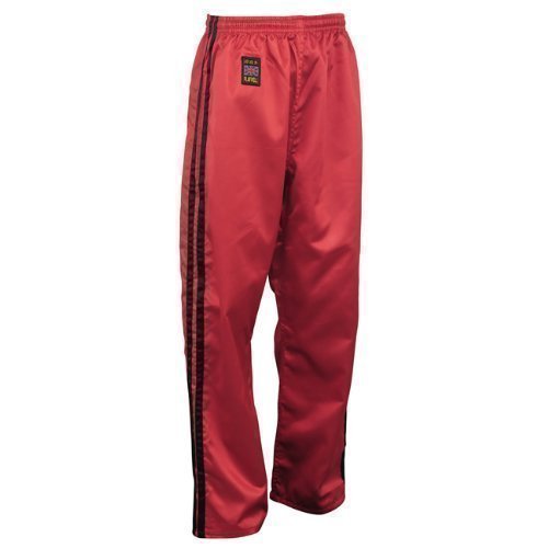 Playwell Kick Boxing Satén Full Contact Pantalones Rojo W/ 2 Negro Rayas - Rojo, 5/180cm