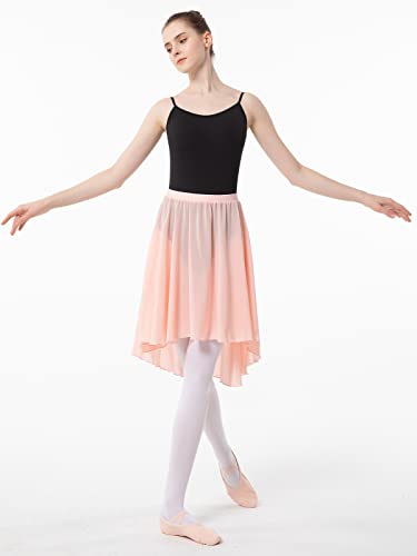 PLIKSUVER Falda cruzada de ballet para mujer, faldas de baile de gasa, con cintura elástica, falda de ballet para niñas adultas, rosa, 44
