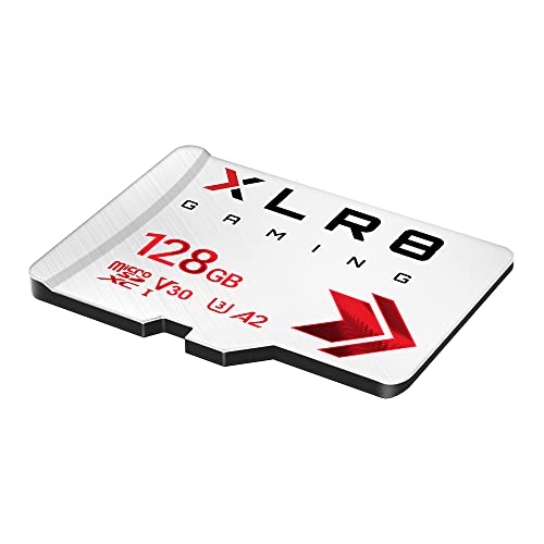 PNY XLR8 Gaming 128GB Clase 10 U3 V30 A2 Tarjeta de Memoria microSDXC, Velocidad de Lectura de hasta 100 MB/s, Ideal para Smartphones, tabletas, Consolas portátiles, Blanco