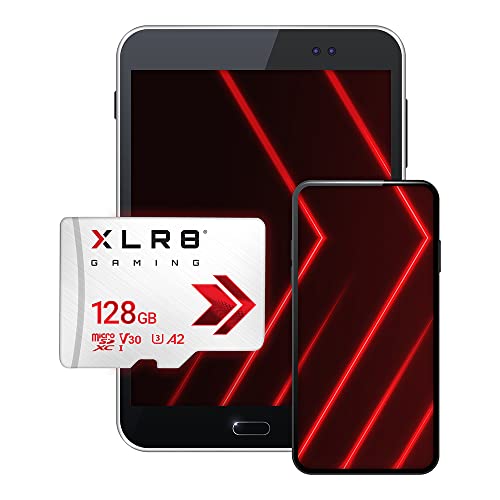 PNY XLR8 Gaming 128GB Clase 10 U3 V30 A2 Tarjeta de Memoria microSDXC, Velocidad de Lectura de hasta 100 MB/s, Ideal para Smartphones, tabletas, Consolas portátiles, Blanco