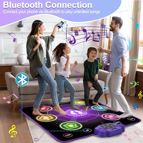 POENOEN Bluetooth Alfombras de Baile para Niños 3 4 5 6 7 8+ Años, Iluminarse Niñas Alfombras Baile con 6 Flechas, Música Electrónico Mantas de Baile con 5 Modos para niños