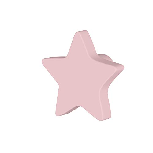 Pomo infantil Estrella. Acabado lacado. Medida: 6 * 6 cms. Tirador estrella. Ideal para decoración infantil. (Rosa)