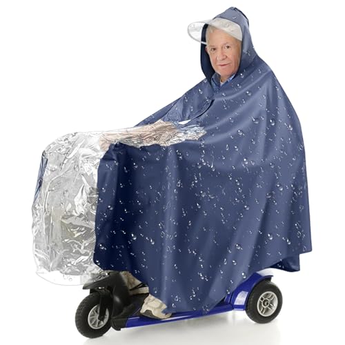 Poncho de lluvia para mobility scooter: protector de lluvia con capucha y panel transparente, impermeable para silla de ruedas, movilidad, vehículos eléctricos y actividades al aire libre
