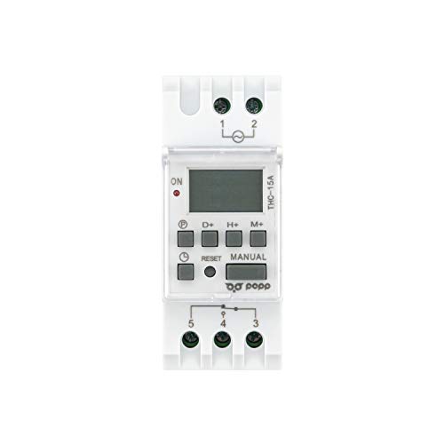 POPP® Electric Interruptor de relé de Tiempo programable semanal de Potencia LCD Digital THC15A 220V 16A