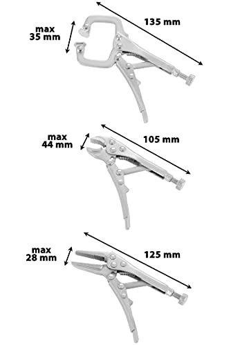 Poppstar Juego de mini accesorios de soldadura para pequeños trabajos de soldadura con 2x escuadra magnetica para soldar (45° 90° 135°), 1x masa magnética, mordaza c, alicates de presion