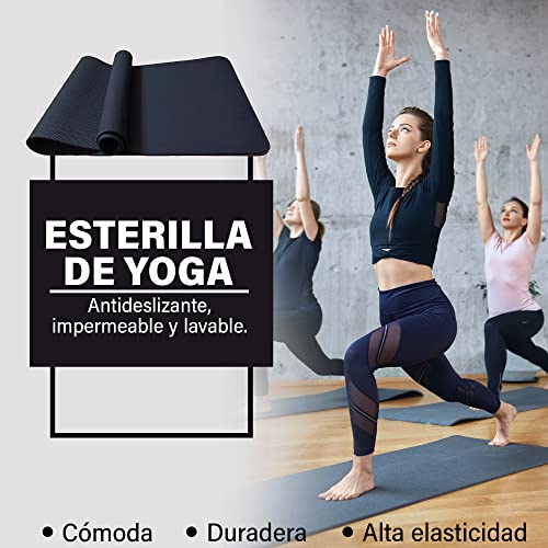POPYS Esterilla Yoga Antideslizante de 8MM con Correa de Transporte(183x61x0,8 CM) | Esterilla Yoga y Pilates ligera | Material TPE ecológico