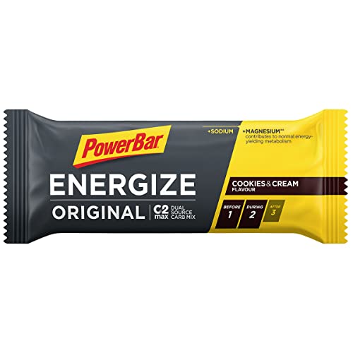 Powerbar Energize Original Cookies & Cream 15x55g - Barra de alta Energía de Carbono + C2MAX Magnesio y Sodio