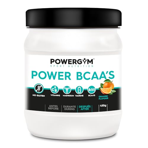 POWERGYM | POWER BCAA’S 450 g Sabor Orange Fórmula avanzada de Aminoácidos Ramificados – Favorece la recuperación muscular – Con Taurina y Vitamina B6 – Sin Gluten