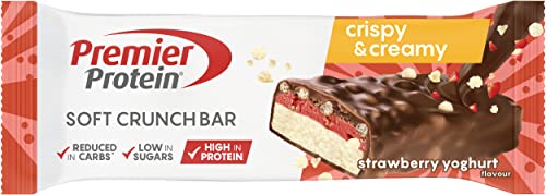 Premier Protein Soft Crunch Strawberry Yoghurt 12x45g - Bajo en azúcar + Bajo en carbohidratos + Sin aceite de palma