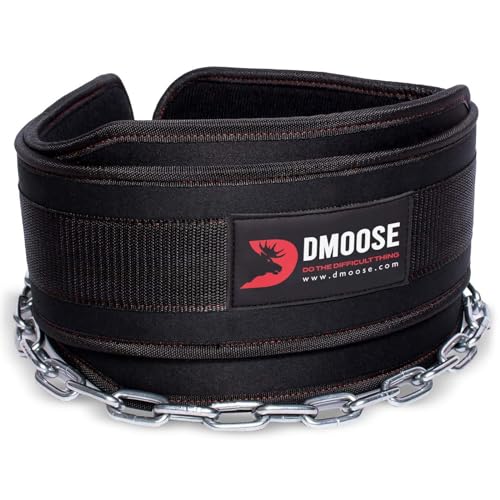 Premium Dip Belt con cadena de DMoose Fitness - Cadena de acero resistente de 36"- Maximice sus entrenamientos de levantamiento de pesas y culturismo con duradero Dipping Belt