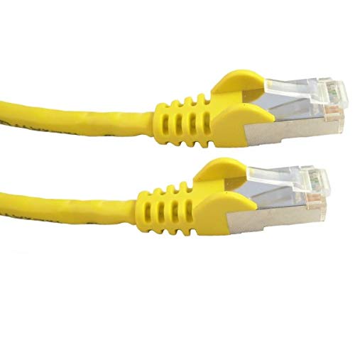 PremiumCord Cable de Red Ethernet, LAN & Patch Cable CAT6a, 10 Gbit/s, S/FTP PIMF, AWG 26/7, 100% Cobre, rápido y Resistente, Cable RJ45, Amarillo, 0,5 m