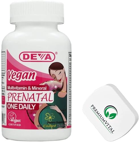PremiumVital, Deva, Multivitamínico y Mineral Prenatal Vegano, 90 Comprimidos veganos, con Práctico Pastillero, Testado en Laboratorio, Sin Gluten, Sin Soja, Vegetariano, No GMO