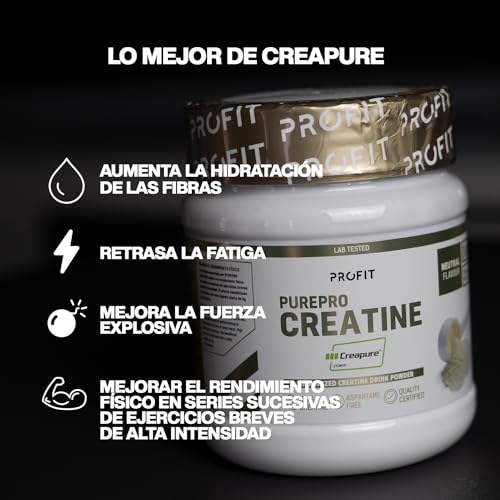PROFIT - PurePRO Creatine (Creapure®) - Creatina pura para mejorar el rendimiento, la fuerza y la masa muscular - Con gran biodisponibilidad - Sin sabor - 500 gramos = 167 serv.