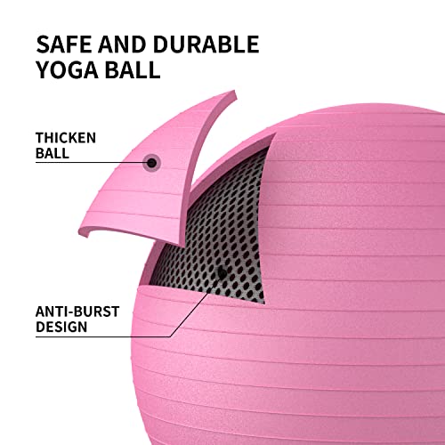 PROIRON Pelota de Pilates 55cm- Fitball Anti-Burst Pelota de Ejercicio,Yoga, Fitness, incluidos Bomba (Rosa)