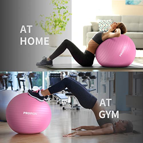 PROIRON Pelota de Pilates 55cm- Fitball Anti-Burst Pelota de Ejercicio,Yoga, Fitness, incluidos Bomba (Rosa)
