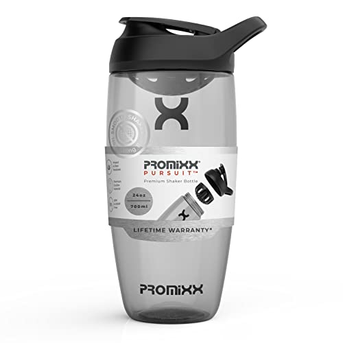 Promixx Botella Agitadora de Proteínas Premium para Batidos Suplementarios - Taza Fácil de Limpiar, Duradera (700 ml, Negro)