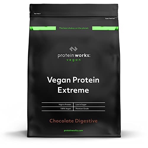 Protein Works - Proteína Vegana Extreme - 100% A Base De Plantas - Mezcla De 5 Proteínas - Proteína Vegetal En Polvo - 28 Licuados - Chocolate Digestivo - 1kg