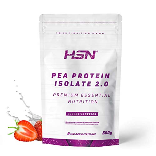 Proteína de Guisante Aislada de HSN | Sabor Fresa 500 gr = 17 Tomas | 100% Vegana | Pea Protein Isolate | No-GMO, Sin Gluten, Sin Soja ni Azúcares añadidos