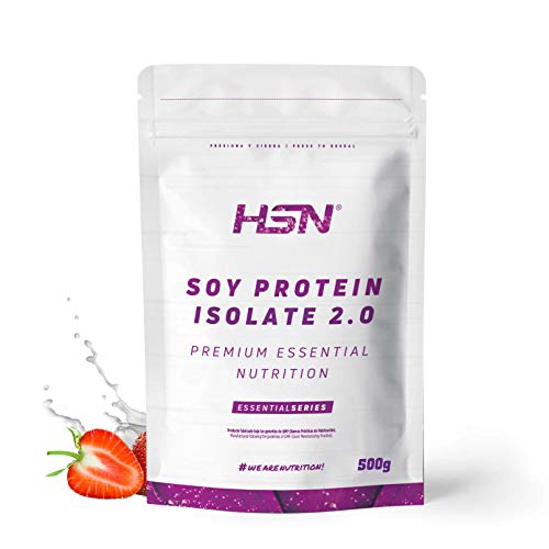 Proteína de Soja Aislada de HSN | Sabor Fresa 500 gr = 17 Tomas por Envase | 100% Vegana | Soy Protein Isolate | No-GMO, Sin Gluten