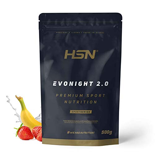 Proteína para Antes de Dormir Evonight 2.0 de HSN | Sabor Fresa Banana 500 g = 17 Tomas por Envase | 5 Tipos de Proteínas Multifase: Whey + Leche + Caseinato + Albúmina de Huevo