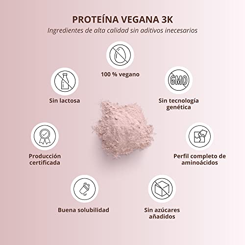 Proteína Vegana en Polvo de Yogur con Frambuesa 1kg - 80% Proteína - 3k Proteínas en Polvo - Sin Leche, Lactosa y Gluten 1000g Protein Blend - Nutri + Vegan