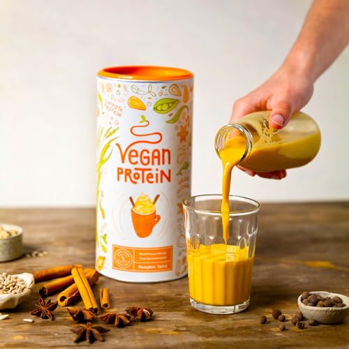 Proteína Vegana - Sabor Pumkin Spice 600gr - Proteína Vegetal de Guisante, Arroz, Altramuz y Semillas Germinadas - Vegan Protein - Alto Contenido en Proteína, Sin Soja