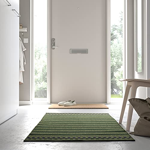 ProTuning IKEA KORSNING - Alfombra de tejido plano, 80 x 150 cm, color verde y morado a rayas