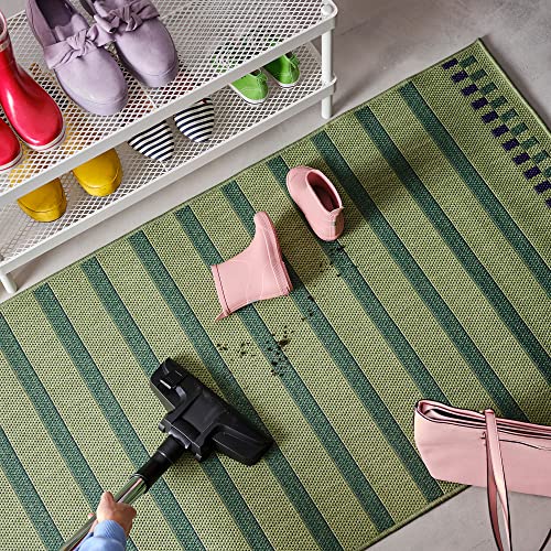 ProTuning IKEA KORSNING - Alfombra de tejido plano, 80 x 150 cm, color verde y morado a rayas