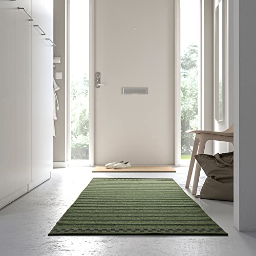 ProTuning IKEA KORSNING - Alfombra de tejido plano, 80 x 250 cm, color verde y morado a rayas