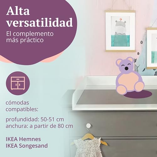 Puckdaddy – Cambiador Lasse, Compatible con la Cómoda Hemnes de IKEA – 80 x 80 x 10 cm de Madera Blanca – Tablero de Calidad con Material de Montaje para Pared