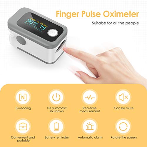 Pulsioximetro de dedo profesional Wawech oximetro de pulso digital para monitor de nivel de oxígeno en sangre para adultos y niños con Pantalla LED