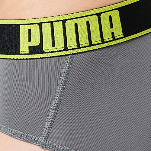 PUMA Active Brief 2p Packed Ropa Interior, Gris Grey Yellow, S (Pack de 2) para Hombre