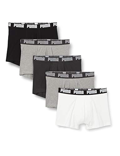 PUMA Basic Men's Boxers (5 Pack) Boxer Slip, Multicolor (White/Black/Grey), M (Pack de 5) para Hombre