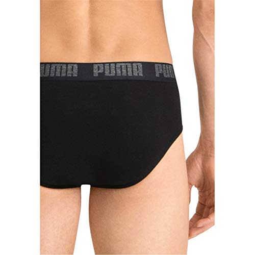 PUMA Brief Boxer Shorts, Negro (Black/Black), XL (Pack de 2) para Hombre