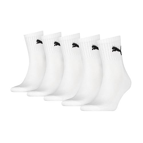 PUMA Short Crew Socks (5 Pack) Calcetines, Blanco, 43-46 (Pack de 5) Unisex Adulto