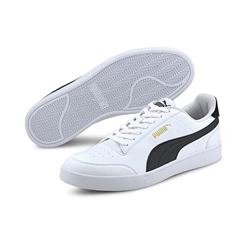 PUMA Unisex Adults' Fashion Shoes SHUFFLE Trainers & Sneakers, PUMA WHITE-PUMA BLACK-PUMA TEAM GOLD, 42.5