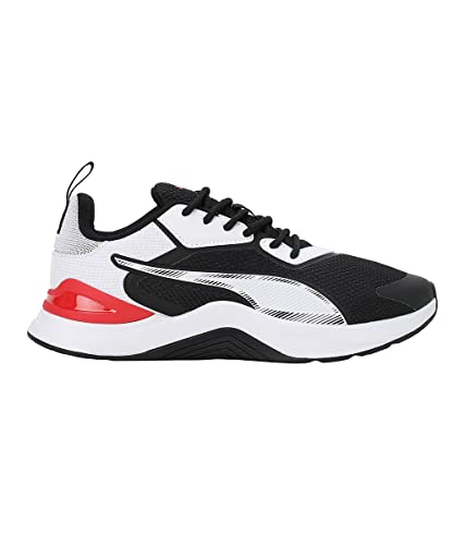 PUMA Unisex Adults' Sport Shoes INFUSION Road Running Shoes, PUMA BLACK-PUMA WHITE-FOR ALL TIME RED, 44.5